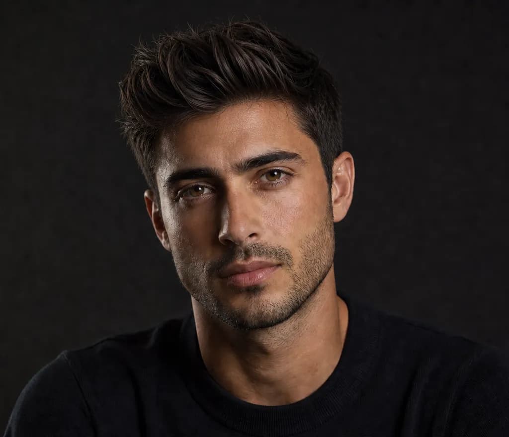 Demo model after the Modern Quiff AI try-on preview