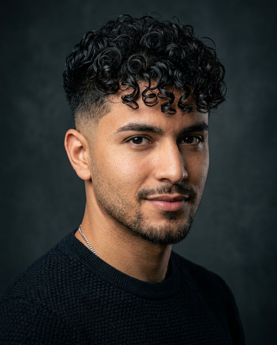 Curly Top Fade