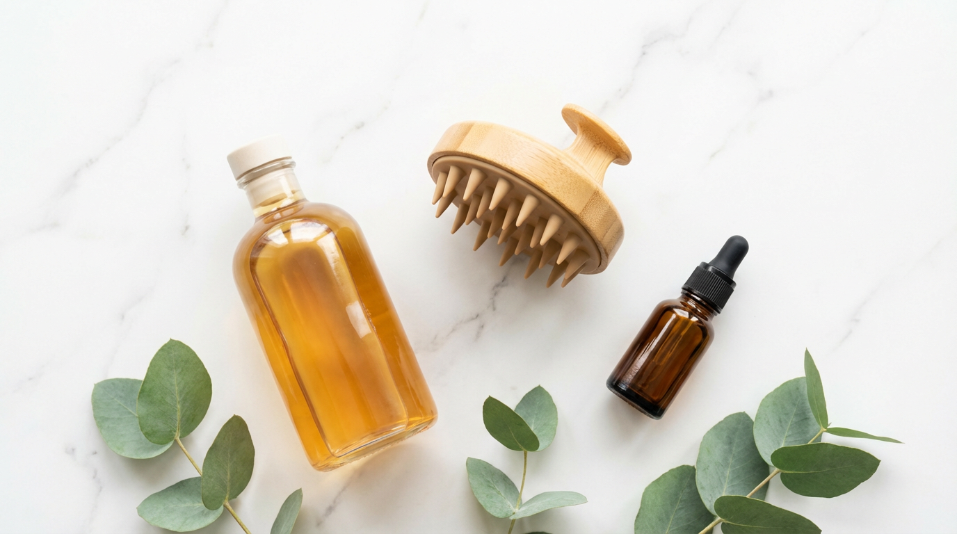 A collection of hair care products designed for oily scalp management.